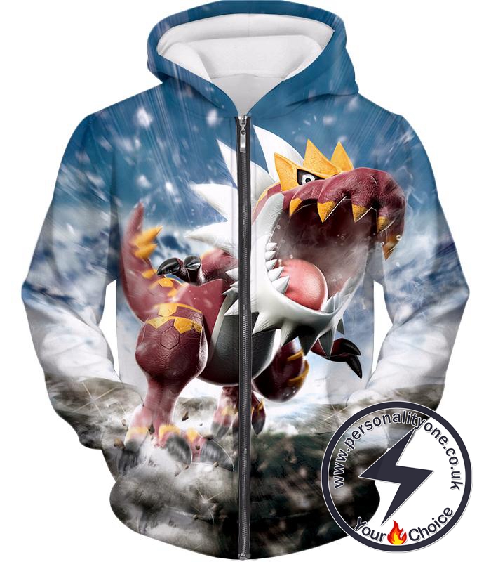 Pokemon Legendary Rock Dragon Fossil Pokemon Tyrantrum Cool Action Zip Up Hoodie